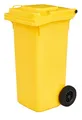 gardivo Mülltonne 120 Liter Abfalltonne Reststofftonne Mülleimer mit 2 geräuschlosen Rädern, Klappdeckel mit zwei Griffen, großer Abfalltonne, stabiler Kunststoff-Mülleimer (Gelb)