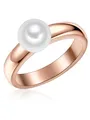 Valero Pearls Damen-Ring 925/- Sterling Silber rosévergoldet Süßwasser-Zuchtperle Rund 7,5-8 mm weiß - Modern-Ring Perlenring Roségold-Farben