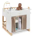 Ella & Piet® Großes Puppenpflegecenter Nursery 6in1 aus Holz (Weiß-Schlamm) Puppenbett Puppenschrank, Badewanne, Hochstuhl