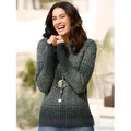 Strickpullover INSPIRATIONEN "Pullover", Damen, Gr. 38, blau (petrol, gemustert), 100% Polyacryl, bedruckt, gemustert, mehrfarbig, Langarm, Pullover Grobstrickpullover