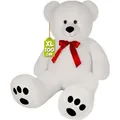 MONZANA® Teddybär L - XXXL 50-175cm Weiches Fell Schleife Tatzendruck Geschenk Plüschtier Kuscheltier Stofftier Riesen Teddy Bär - Weiß