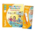 tiptoi Ravensburger Set: Mein Wörter-Bilderbuch | Kindergarten (Kinderbuch) + 00801 Der Stift - mit Aufnahmefunktion + 1x Create-Sticker
