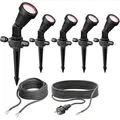 ledscom.de 5er Set Gartenstrahler mit Erdspieß PIRK für außen, IP44, schwarz, Stecker, inkl. GU10 LEDs je max. je 500lm warmweiß
