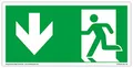 Schild Notausgang | extra langnachleuchtend | PVC selbstklebend 297x148mm | gemäß ASR A1.3 DIN 7010 DIN 67510 | Notausgangsschild Pfeil Links abwärts | Fluchtweg Rettungsweg | Dreifke® extra 160