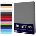 Buymax Spannbettlaken Buymax Jersey aus 100% Baumwolle, Jersey, Gummizug: Rundumgummi, (1 Stück), Pflegeleicht und Atmungsaktiv in Verschiedenen Farben und Größen grau 180 cm x 200 cm