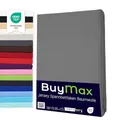 Buymax Spannbettlaken 180x200cm Baumwolle 100% Spannbetttuch Bettlaken Jersey, Matratzenhöhe bis 25 cm, Farbe Anthrazit-Grau