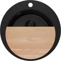 PRIMAGRAN Spülbecken Alles Schwarz 50x50cm, Granitspüle 1 Becken + Ablauf-Set + Schneidebrett, Küchenspüle ab 45er Unterschrank - Piza Top S032