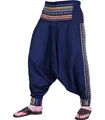 Luftige Ethno Haremshose "Rishikesh" im Boho-Stil mit bunten Web-Einsätzen