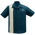 Steady Clothing Kurzarmhemd V8 Classic Teal Retro Vintage Bowling Shirt Rockabilly grün L