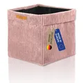 Lycce Kallax Box aus trendigem Cordstoff | Aufbewahrungskorb für Kallax Regal | Faltbox 33 x 33 x H31 cm mit abnehmbarem Bezug | Boden mit Vlies Überzug | Aufbewahrungswürfel | powder rosa