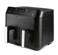 MAXXMEE Heißluftfritteuse Doppelkorb 7,6 Liter, Digitale Doppel Heiß-Luftfritteuse, 2400 W, 2x 3,8 Liter,  Airfryer mit 2400 Watt - Schwarz