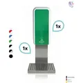 SET: Desinfektionsspender SENSOR, berührungslos Blanc Cosmos versch. Farben+Edelstahlhalterung mit Auffangschale