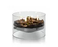 Philippi Design Kerzenhalter Fire Tischkamin, Glas, Stahl, Edelstahl, Flusssteine, Mundgeblasenes Glas und Flusssteine
