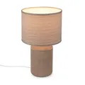 Nachttischlampe E14 Stoffschirm Tischlampe Kabelschalter Keramik Braun 37,5 cm