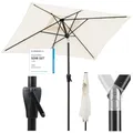 Sekey Aluminum Sonnenschirm mit Kurbel und Knicker, 210 × 140 cm Sonnenschirm Rechteckig für Balkon Garten & Terrasse Sonnenschutz UV 50+, Creme