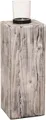 VIVANNO Windlicht Windlichtsäule Kerzenhalter Säule Recycling Holz Lumira Shabby Chic Weiß (60 cm)