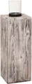 VIVANNO Bodenwindlicht Holz LUMIRA - Weiß Antik, 16x16x60 cm