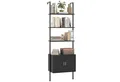 COSTWAY Bücherregal, 5-stöckiges Leiterregal mit Schrank, Wandmontage, Metall