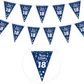 GoldRock 18 Geburtstag Deko Girlande Blau,Wimpel Stoff Deko 18. Geburtstag Junge Mädchen,18. Geburtstage Banner,Party Deco 18 Geburtstage Junge,18ter Geburtstags Geschenk,Geburtstagsgirlande 18
