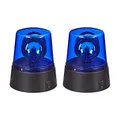 Relaxdays LED Blaulicht, 2er Set, Rundumleuchte mit drehendem Reflektor, Partylicht, Geburtstag, batteriebetrieben, blau