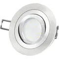 RF-2 Einbaustrahler flach rund für 230V gebürstet Einbauleuchte dimmbar ohne Dimmer mit fourSTEP LED Modul 4W neutralweiß - Silber
