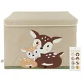 Bieco Aufbewahrungsbox mit Deckel | 65L faltbar | ca. 36x36x51cm | Spielzeugkiste mit Deckel | Aufbewahrungsbox Kinder | Kisten mit Deckel | Aufbewahrungsbox Groß | Wickeltisch Organizer | REH Motiv