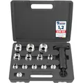 TECPO Locheisen Satz 14-teilig, Loch Stanzen 5-35mm Durchmesser Lochstanzer Henkellocheisen Werkzeug Set -Locheisenhalter mit ergonomischem Griff