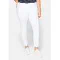 Stretch-Hose SHEEGO "Große Größen", Damen, Gr. 108, Langgrößen, weiß, Obermaterial: 70% Viskose, 25% Polyamid, 5% Elasthan, unifarben, sportlich, lang, Hosen, knitterarm und pflegeleicht