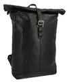 Gusti Rolltop Leder - Bendik Kurierrucksack Rucksack Lederrucksack Vintage Cityrucksack Outdoorrucksack Laptoptasche Wanderrucksack Schwarz Leder