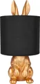 BRUBAKER Tisch- oder Nachttischlampe Goldener Hase - Tischleuchte mit Keramikfuß und Stoffschirm - 42 cm Höhe, Schwarz Gold
