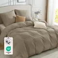 Bettwäsche 220x240 Baumwolle 3teilig  BettwäscheSets Beige mit Reißverschluss...