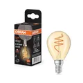 Osram Vintage 1906 Classic ist eine warmweiße, dimmbare LED-Lampe in Miniballform mit spiralförmigem Filament. Sie bietet 4.9 W für 470 lm, E14 Fassung, goldfarbenes Glas, 45 mm Durchmesser, 2200 K.