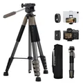 K&F CONCEPT Kamerastativ S255A3+BV01,Leichtes Stativ mit Tasche,190cm Handystativ,Tripod für Canon Nikon Sony Kamera/DSLR/Camcorder, Stativ für Smartphone,Reisestativ mit Handy-Tablet-Halterung(Grau)