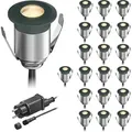 ledscom.de LED Boden-Einbauleuchte BINO für außen, anthrazit, IP67, 32mm Ø, warmweiß, 20er Set