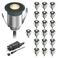 ledscom.de LED Boden-Einbauleuchte BINO für außen, anthrazit, IP67, 32mm Ø, warmweiß, 20er Set