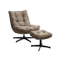 Relaxsessel mit Hocker Fernsehsessel Relaxfunktion Drehbar Taupe Cordbezug