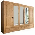 Moebel-Eins Kleiderschrank PALERMO Kleiderschrank, Material Massivholz, Kiefer eichefarbig gebeizt 310 cm x 215 cm x 62 cm