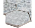 Mosafil Mosaikfliesen Keramikmosaik Retro Fliesen Lawinia Hexagon, Keramik 28.100x32.500, grau-blau, Verlegefertig auf ein Netz geklebt - Frostsicher - Wasserfest