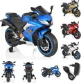 Moni Kinder Elektromotorrad Motocross MP3-Funktion Bluetooth Stützräder Lichter blau