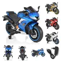 Moni Kinder Elektromotorrad Motocross MP3-Funktion Bluetooth Stützräder Lichter blau