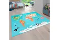 Paco Home Kinderteppich Bino 564, rechteckig, Höhe: 4 mm, Kurzflor, Motiv Weltkarte, Kinderzimmer