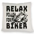 speecheese Relax Biker Kissen mit Motorradfahrer Motiv in schwarz tolles Kissen zum Geburtstag für Liebhaber von Motorrad Rennmaschine Motorbike Motorcycle Motorradclub