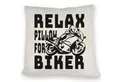 speecheese Dekokissen Relax Biker Kissen mit Motorradfahrer Motiv in schwarz