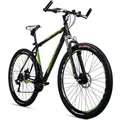 Bergsteiger Detroit 29 Zoll Mountainbike, geeignet ab 170 cm, Scheibenbremse, Shimano 21 Gang-Schaltung, Gabel-Federung mit Lockout-Funktion, Junge... - Schwarz/Grün
