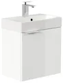 Gäste WC Raumspar-Waschplatz "Cubi 50cm" weiß Hochglanz Gästebadmöbel Waschtisch