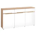 Sideboard Dielenschrank 3 Türen Mauvella Eiche Dekor Weiß 150 x 82 cm
