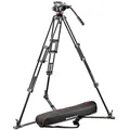 Manfrotto Pro Video Aluminium Stativkit (546GB verstellbarer Bodenspinne, reibungslose Videoaufnahme, 75 mm Halbschale) schwarz