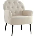 Iwmh Einzelsessel, Lesesessel Mit Armlehnen, Retro Lounge Cocktailsessel, Sessel Mit Metallbeinen - Leinen - Beige