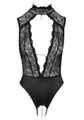 Abierta Fina Body Spitzen-Body mit Ketten - schwarz (1-tlg) mit offenem Schritt