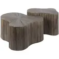 Couchtisch Foray 2er-Set aus Teakholz, organisches Design, modern, Braun, handgefertigt